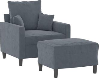 vidaXL Sillón con taburete terciopelo gris oscuro 60 cm Vidaxl