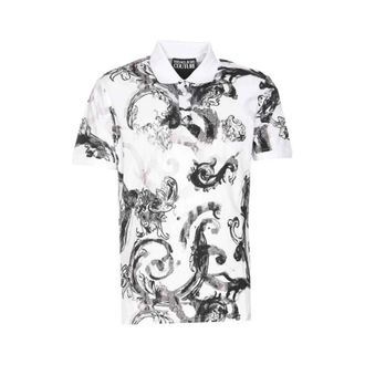 Versace Jeans Couture Watercolour Couture Polo - Heren - Polos - Wit - XS - Katoen - Tops