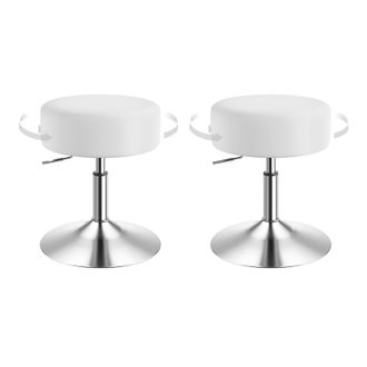 Woltu Juego De 2 Taburetes De Bar Sin Respaldo, Asiento De Piel Sint&eacute;tica, Altura Regulable, Color Blanco - Woltu