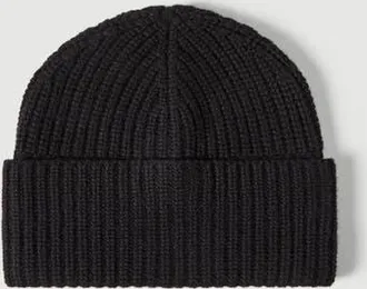 Brunello Cucinelli Cashmere English rib knit beanie in Black at Nordstrom, Size X-Large