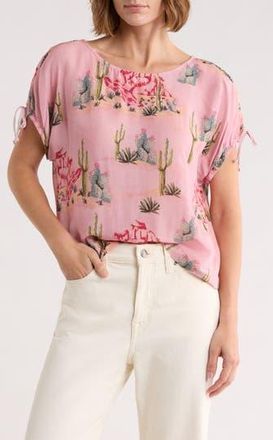 Daniel Rainn Cactus Print Drop Sleeve Top in Terracotta at Nordstrom Rack, Size X-Small