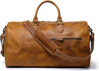 Generic Compatible For Retro Mens Bag Leather Hand-Held Travel, Genuine Single-Shoulder Crossbody Luggage(Retro Brown)