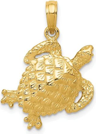 Diamond2Deal 14k Yellow Gold Solid Polished Open-Backed Turtle Pendant