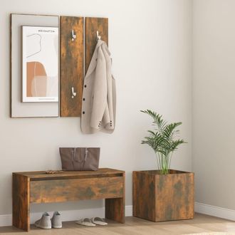 vidaXL Set De Muebles De Recibidor Madera Contrachapada Roble Ahumado Vidaxl
