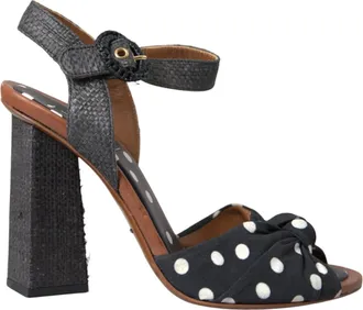 Dolce & Gabbana Black Polka Dot Leather Heels Sandals Womens Shoes (Pre-Owned)