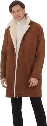 Gorski Merino Shearling Lamb Short Coat in Cognac Pattern/white at Nordstrom, Size Xx-Large
