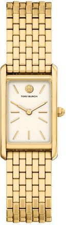 Tory Burch The Eleanor Slim Tank Bracelet Watch, 20mm x 34mm in Gold/White at Nordstrom