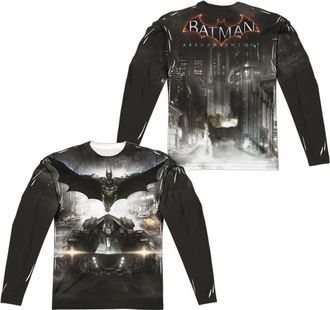 Gildan Batman Arkham Knight Poster (Front/Back Print) Long Sleeve Adult Poly Crew Tee / T-Shirt
