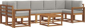 vidaXL Conjunto De Sof&aacute;s De Exterior 8 Uds. Gris Natural Y Claro Vidaxl