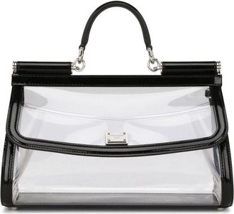 Dolce & Gabbana KIM DOLCE&GABBANA medium Sicily top-handle bag - women - Calf Leather/Calf Leather/PVC/PVC - One Size - Black