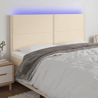 vidaXL Cabecero Con Luces Led Tela Crema 180x5x118/128 Cm Vidaxl