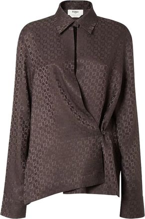 Fendi Silk Shirt With Ff Motif-Donna