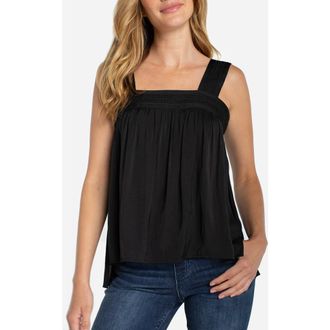 Liverpool L.A. Stitch Square Neck Tank in Black at Nordstrom, Size X-Large P