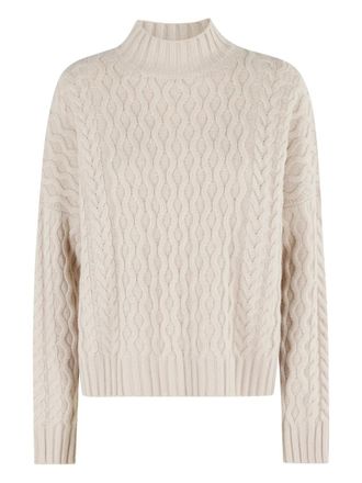 Max Mara Kabelgebreide trui met hoge hals - Wit