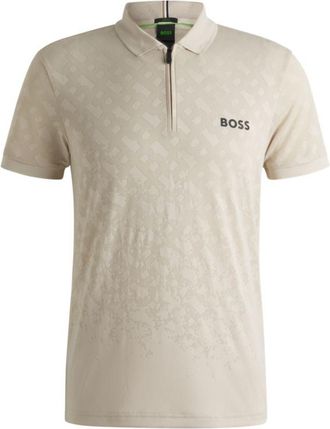 BOSS Active quick-dry polo shirt with gradient monogram jacquard