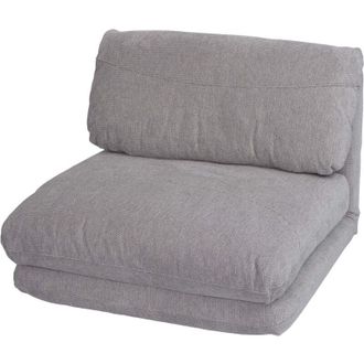 Hhg Non utilizzato] Poltrona letto pouf relax morbido imbottito HHG 515 trasformabile tessuto grigio chiaro