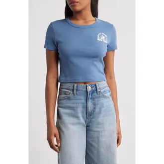 Junk Food Montauk Sailing Club Cotton Graphic Baby Tee in Navy at Nordstrom Rack, Size X-Small