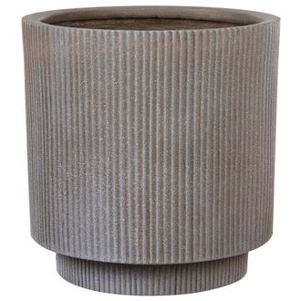 Beliani Maceta De Mezcla De Arcilla Gris Pardo 37 Cm Agujero Drenaje Acabado Vertical Daria