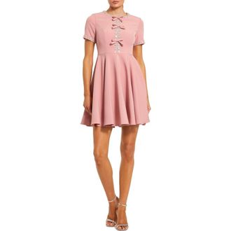 Mac Duggal Crepe A Line Mini Dress With Rhinestone Beading in Dusty Rose at Nordstrom, Size 10