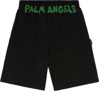 Palm Angels logo-print cotton track shorts - men - Cotton - S - Black