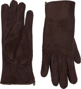 Agnelle Agnelle Denise Shearling-lined Suede Gloves - Dark Brown - 7.5 (M)
