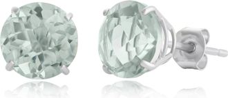 MAX + STONE 10k Yellow or White Gold 8mm Round Cut Gemstone Birthstone Stud Earrings