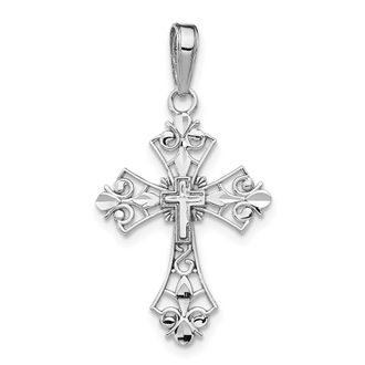 Diamond2Deal 14k White Gold Filigree Cross Charm Pendant