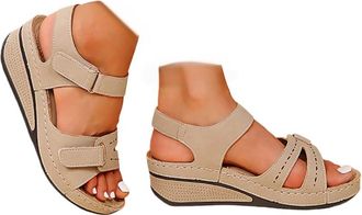 Generic Wide Fit Sandals for Women,Orthopedic Shoes for Women Womens Sandals & Slides Comfortable Wide Fit Open Toe Ladies Wedge Sandal Outdoor Anti-Slip Plat