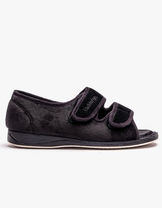 Padders Womens Padders LYDIA X Womens (6E Fit) Touch Fasten Slippers Black - Size: 4