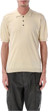 C.P. Company Gebreide Kleding met Korte Mouwen en Knopen - Heren - Ronde hals truien - Beige - M - Katoen - Truien & Vesten