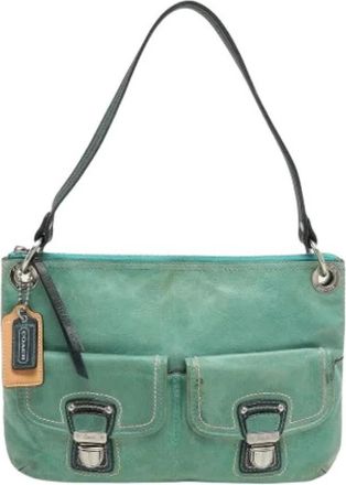 Coach Pre-owned Color-block leren schoudertas - Dames - Vintage Schoudertas - Groen - ONE Size - Leer - Vintage