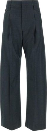 Victoria Beckham Ethel Broeken - Dames - Wijde Broeken - Grijs - 2XS - Wol - Broeken