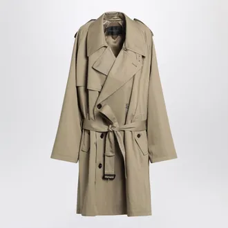Balenciaga Beige Double Breasted Cotton Trench Coat