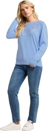 M&Co Petites Petite Lace Trim Jumper - Womens Light Blue