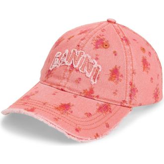 Ganni Washed Organic Cotton Canvas Baseball Cap in Lantana at Nordstrom