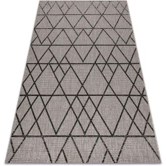 RugsX Rugsx - carpet sizal floorlux 20508 silver / black triangles grey 140x200 cm