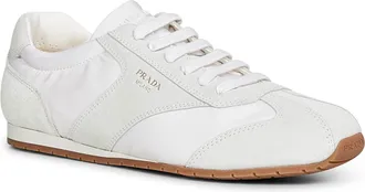 Prada Mens White Re-Nylon And Suede Sneakers Recycled Polyamide Trainers