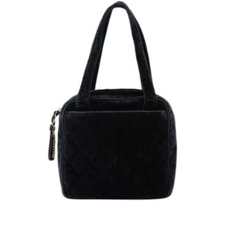 Chanel Pre-owned Quilted Velvet Handbag - Dames - Pre-owned - Zwart - Maat: ONE Size Velours
