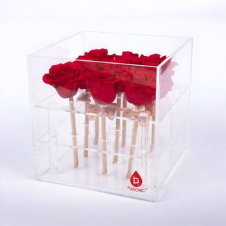 Pursonic 9 Preserved Roses in Acrylic Box: 100% Real Natural Roses That Last Over 1 Year