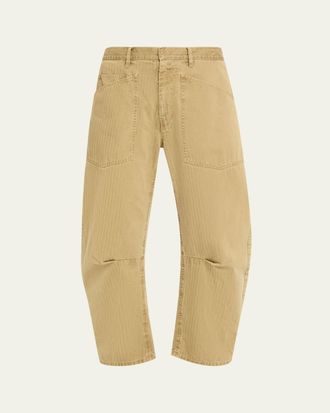 Nili Lotan Shon Herringbone Barrel-Leg Ankle Pants