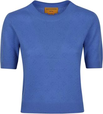 Guest In Residence Compass Short Sleeve Jumper - female - Guest In Residence - Cashmere Knitwear - Blue - S - Knitwear