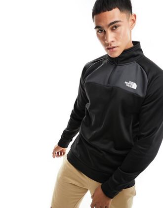 The North Face Training Reaxion - Felpa in pile con zip corta nera-Nero