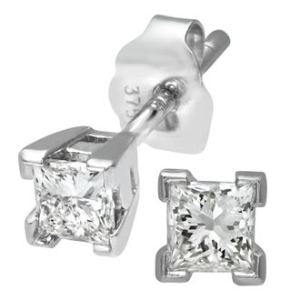 Diamant L'éternel Dames 9ct witgoud 0,33ct Princess Cut Diamond Solitare oorbellen