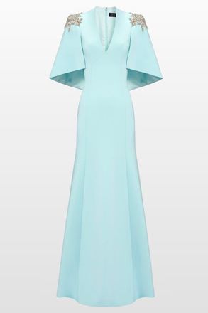 Jenny Packham Star Shower Rhinestone-Embellished Maxi Dress in Crystal Aqua at Nordstrom, Size 8 Uk