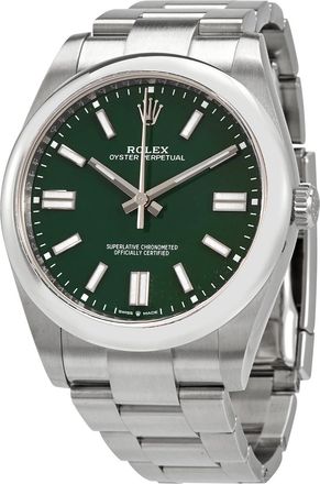Rolex Pre-owned Rolex Oyster Perpetual 41 Automatic Chronometer Green Dial Mens Watch 124300GNSO