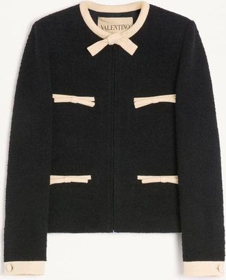 Valentino Giacca In Plain Wool Tweed Donna NERO 36