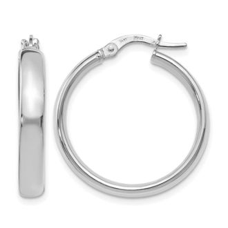 Diamond2Deal 14K White Gold Polished Round Shape Hoop Earrings