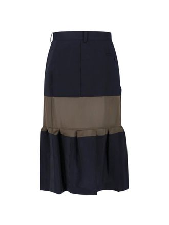 sacai Womens Skirts Blue Wool