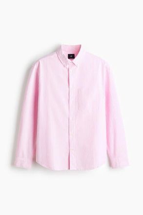 H&M Regular Fit Oxford Shirt in Pink/striped at Nordstrom, Size Xx-Large