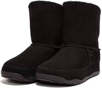 FitFlop Womens Mukluk Shorty Boots In Black Suede